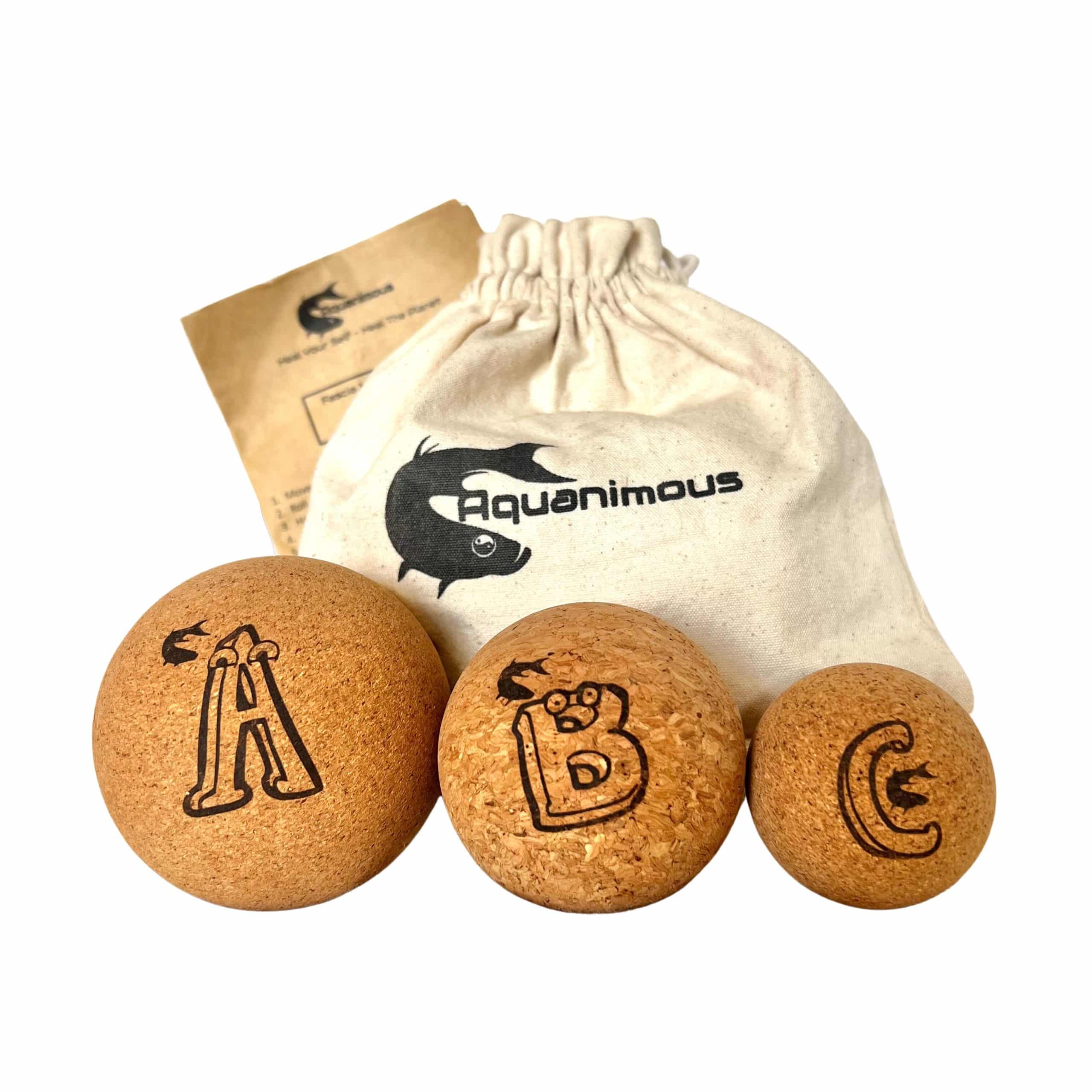 ABC Roll Method Set of 3 Cork Massage Balls (3″, 2.5″, 2″)